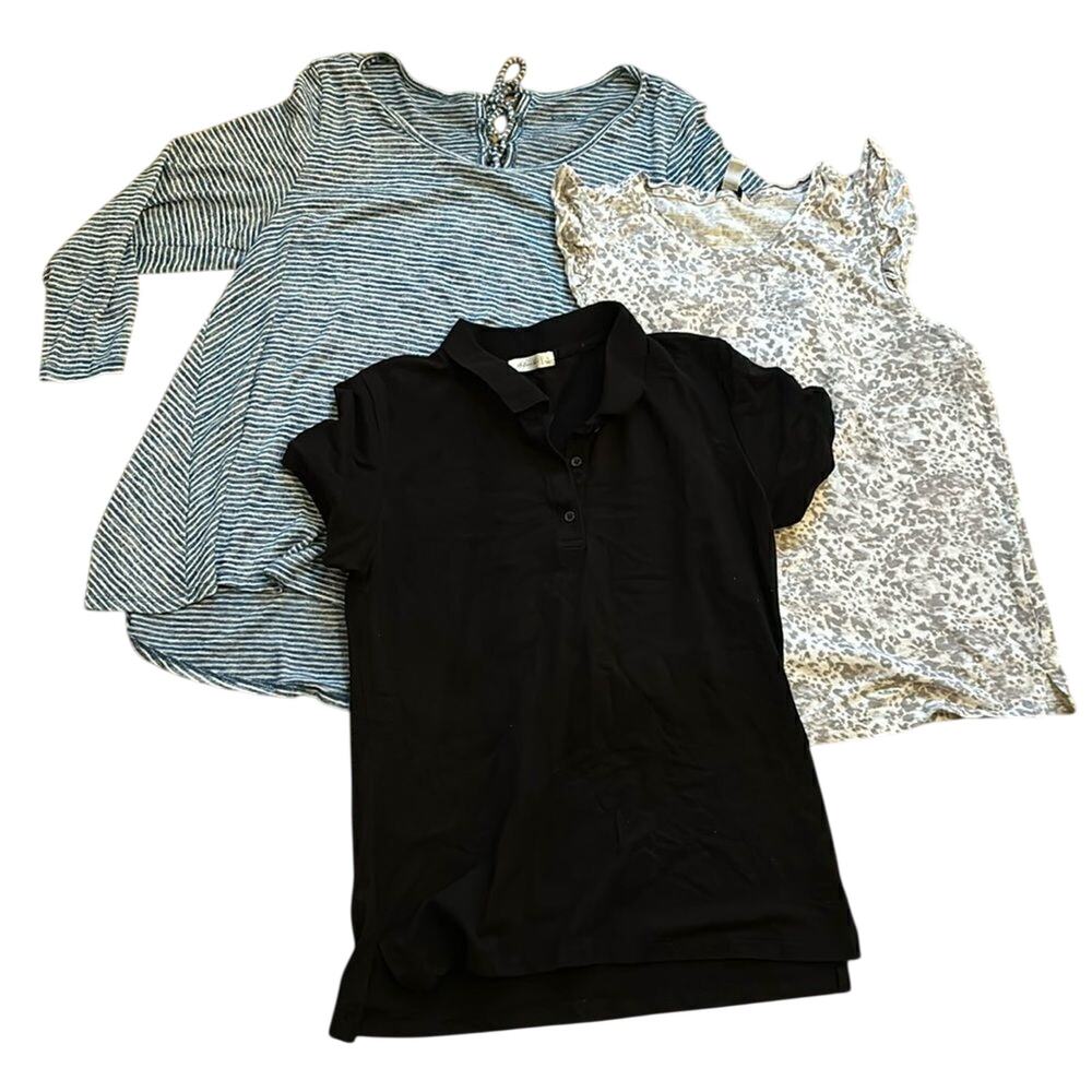 Bundle of 3 Women’s Tops Size Large Sonoma Nine West Active USA Black Polo
